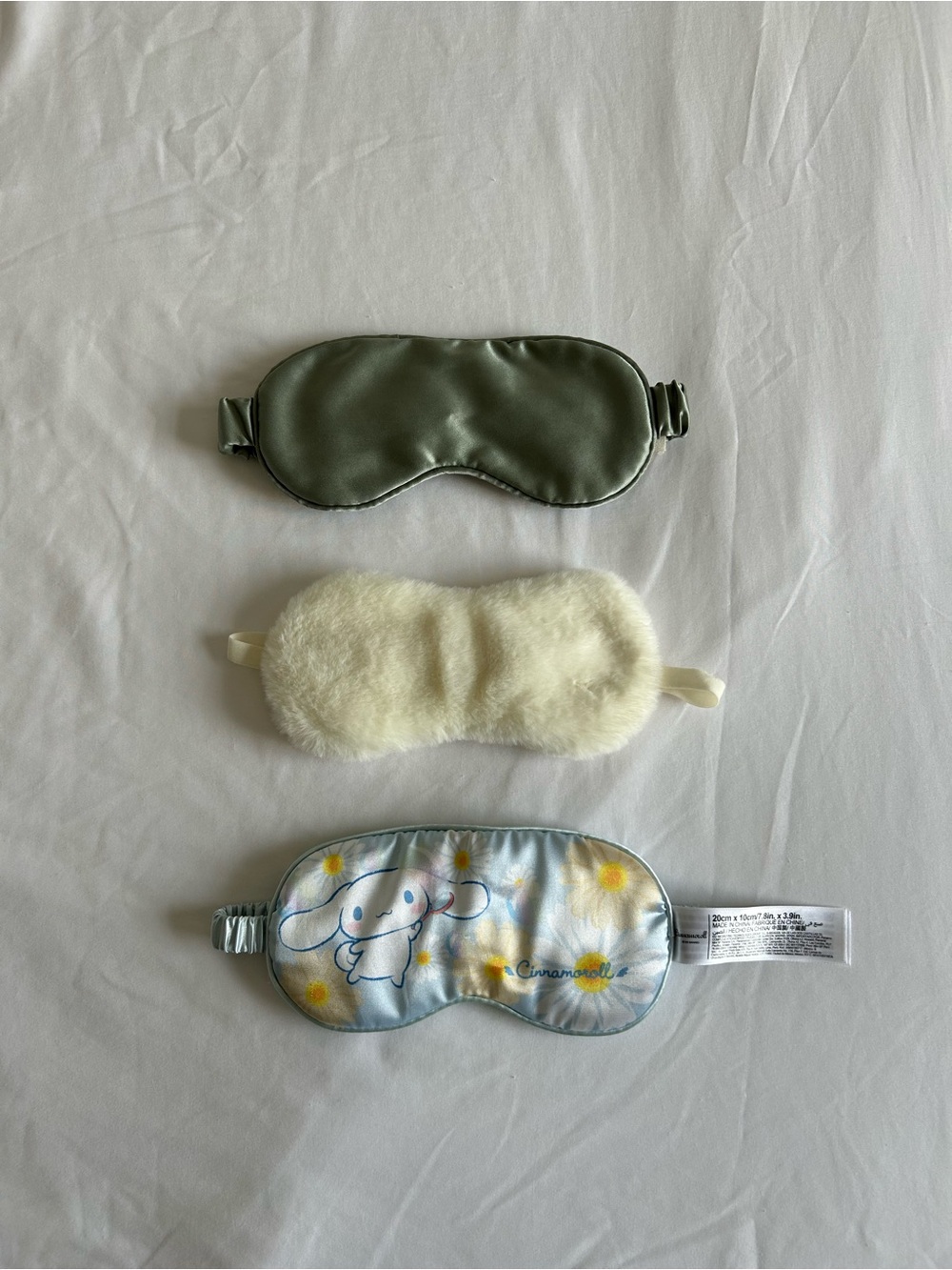 Sleep Mask - Green, Cream & Light Blue Set